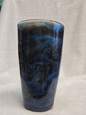 Hand Crafted Swirled Blue and Black Glass Single Tumbler By @starson7th